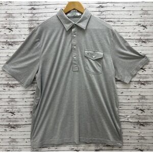 Criquet Men's XL Polo Golf Shirt Pocket Casual Stretch Gray Stripes Performance